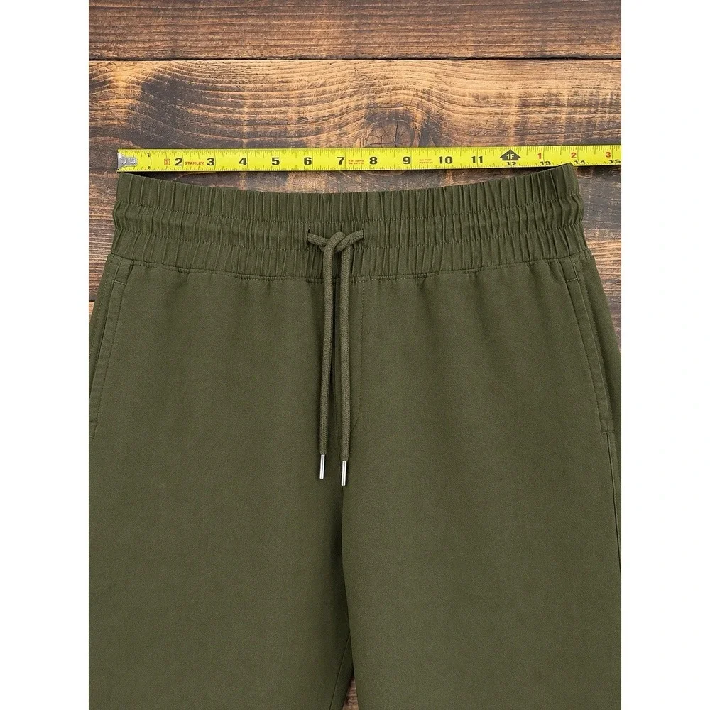Quince 100% European Linen Wide Leg Pants Olive Green Drawstring Elastic Waist M